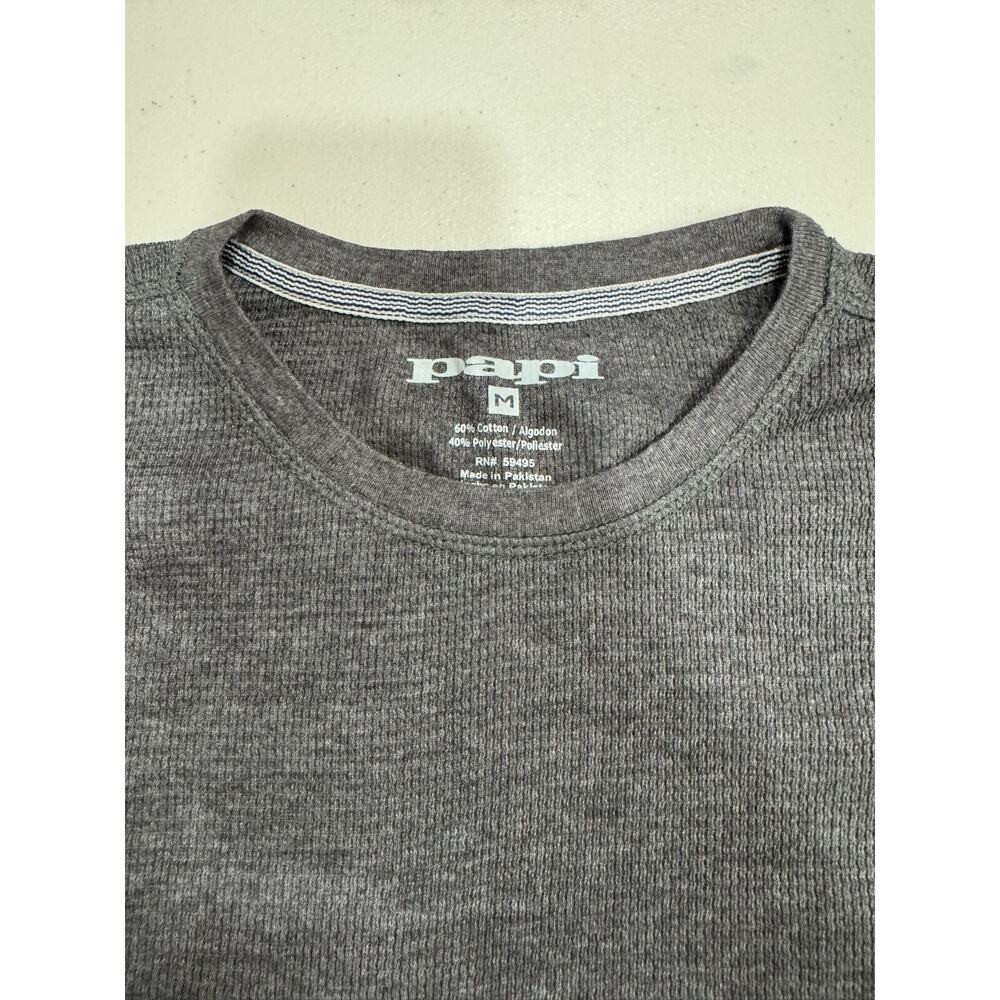 Papi Men Gray Long Sleeve Tight-Knit Shirt Size Medium